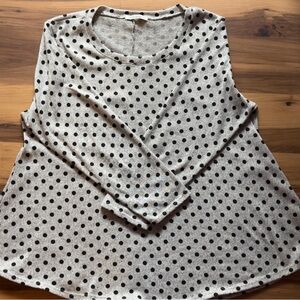 Green Envelope Black and Grey Polka Dot Long Sleeve Top
